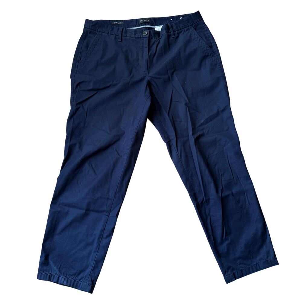 Talbots Navy Blue Relaxed Chino Trousers Pants Size 12P Casual Office Preppy - Picture 8 of 8